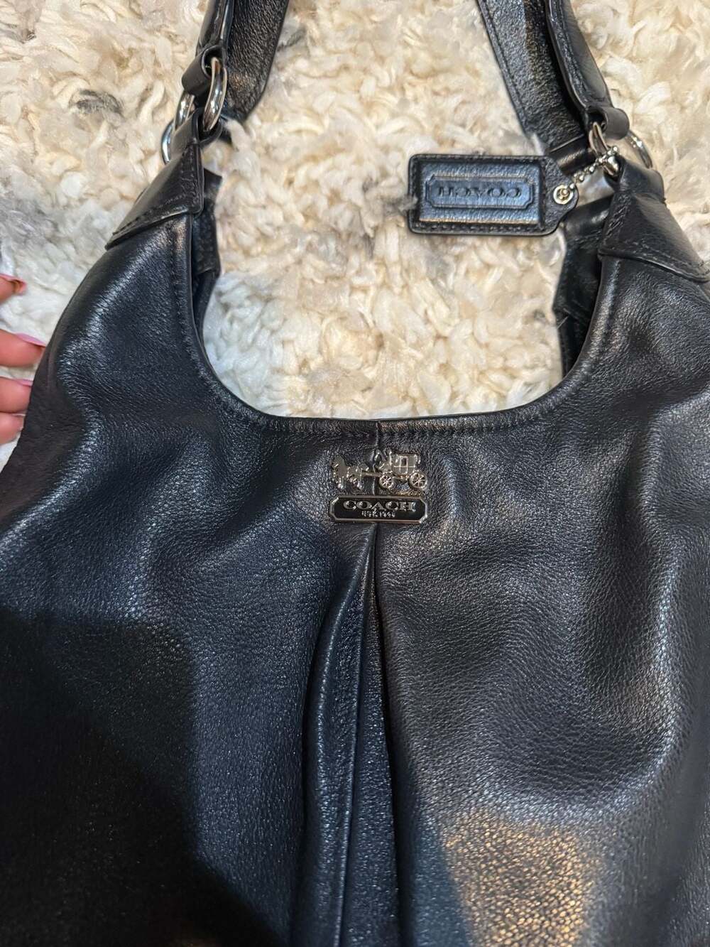 Coach Black Pebbled Leather Julia Hobo Bag with Silver Hardware - Picture 2 of 7
